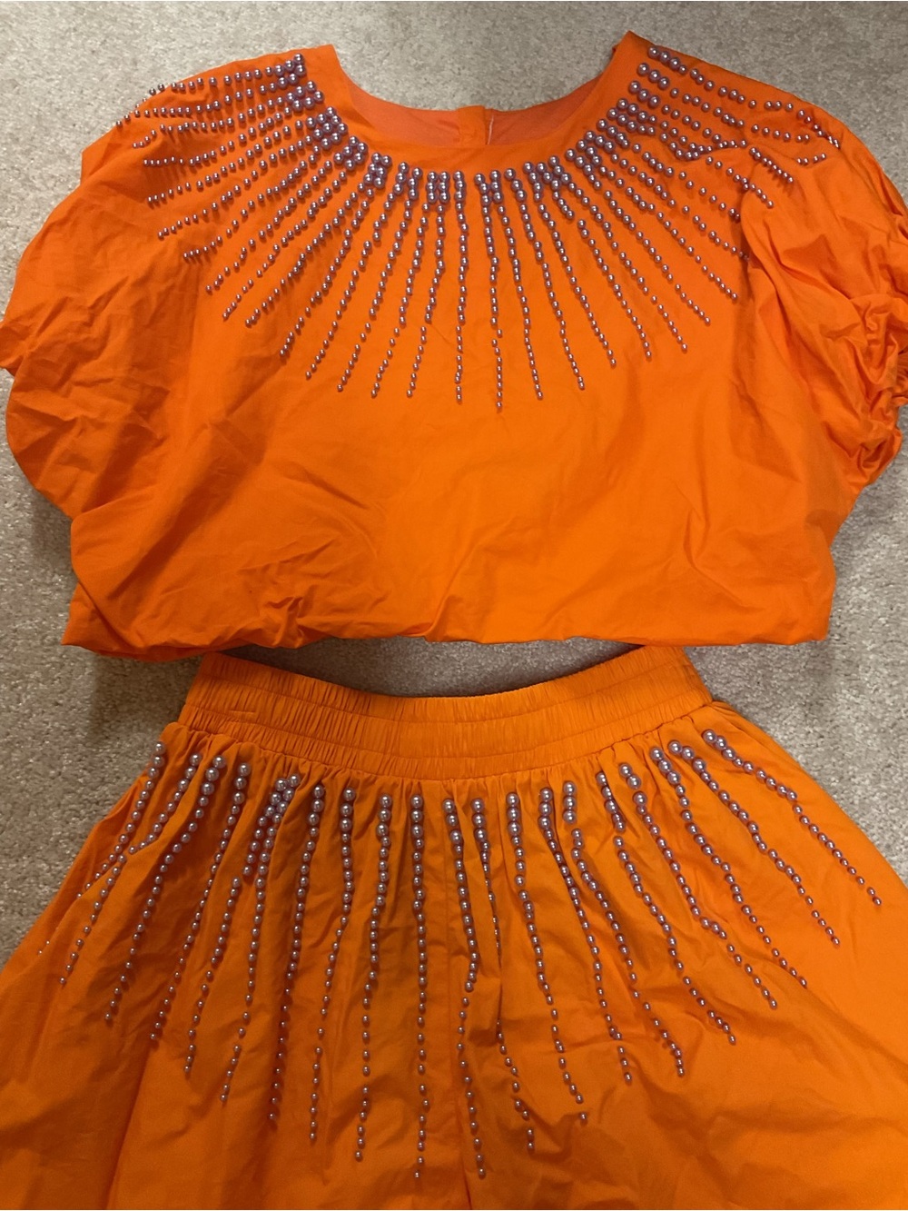 Queen of sparkles Orange Embellished Midi Skirt - Women's